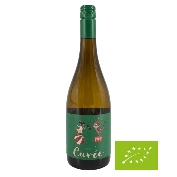 Wino z winnicy lubuskiej Butelka wina z etykietą z kotami, w kategorii wino lubuskie.