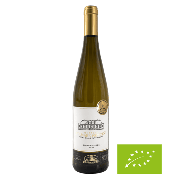 Souvignier Gris 2021 - wino lubuskie Butelka wina Souvignier Gris z winnicy lubuskiej, białe wino, winnica, wino lubuskie.